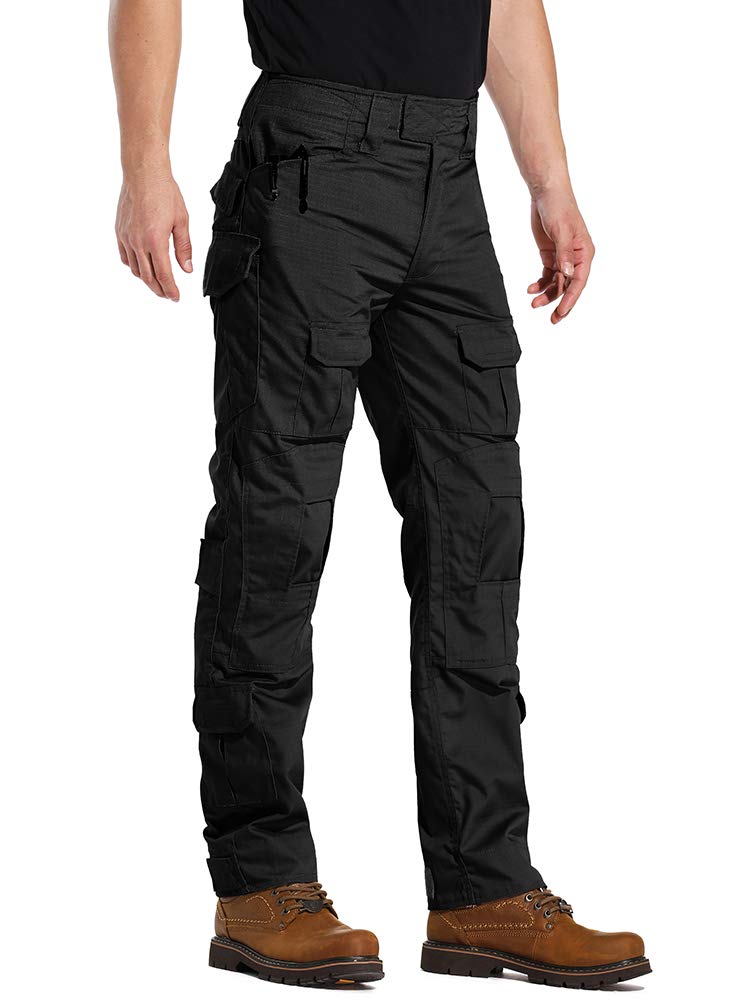 AKARMY Men's Hiking Pants Casual Camouflage Multi-Pocket Cargo Work Pants G3WF Black - Image 3
